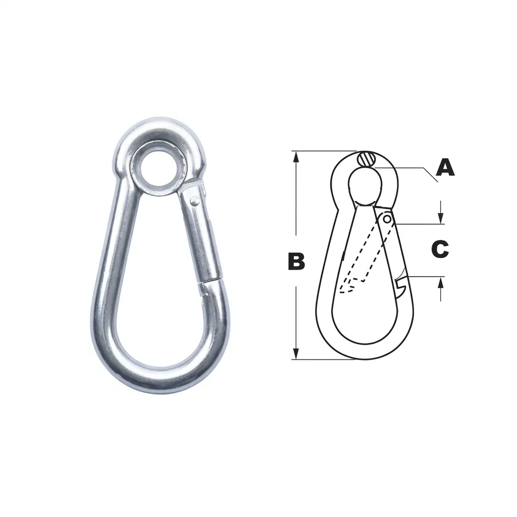 Mosquetão Inox Trava Simples AISI 316